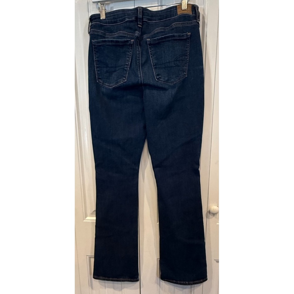 American Eagle Next Level Stretch Jeans Women's 12 Long Dark Wash Straight Leg D - Picture 2 of 10